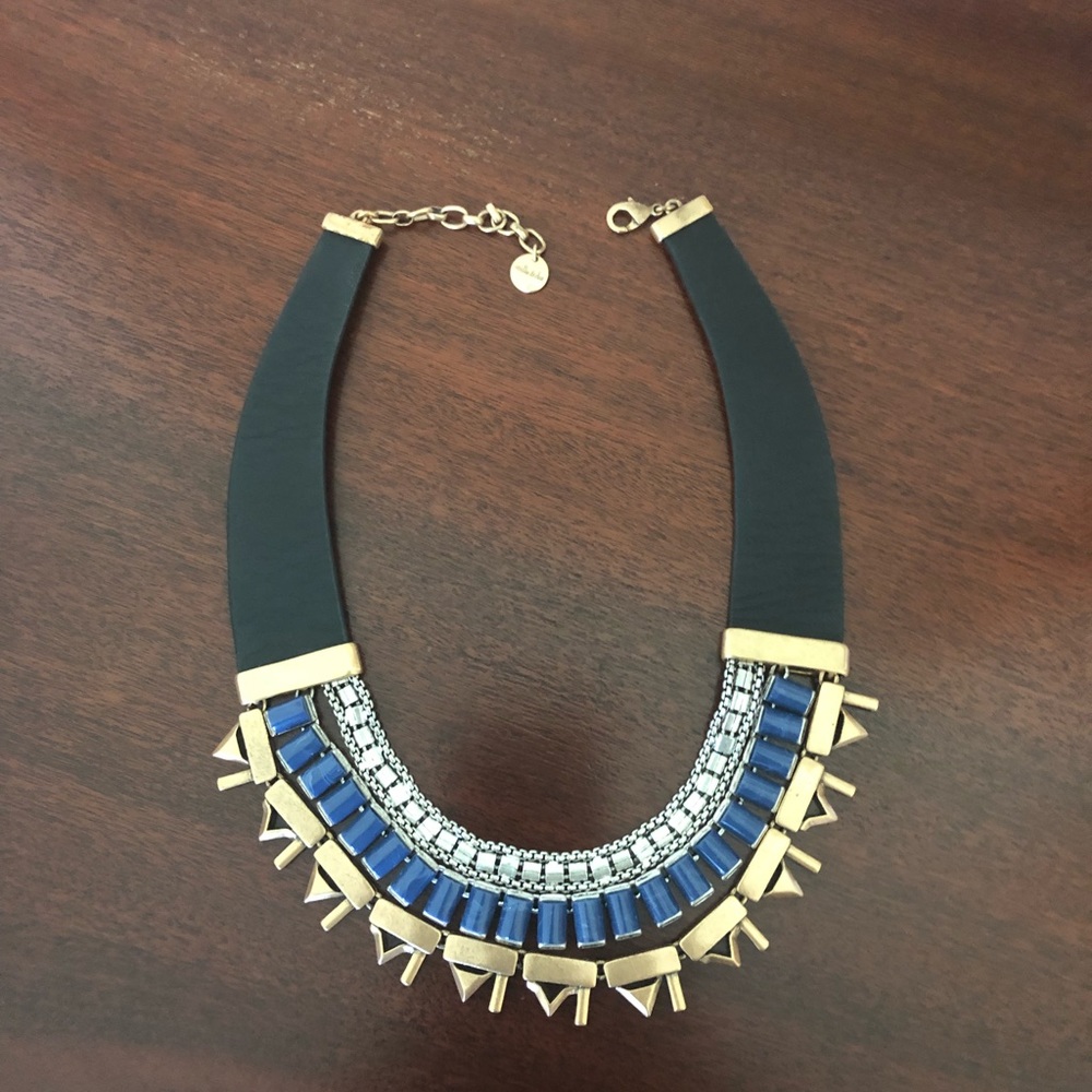 Stella & dot reversible blue/gold/silver necklace